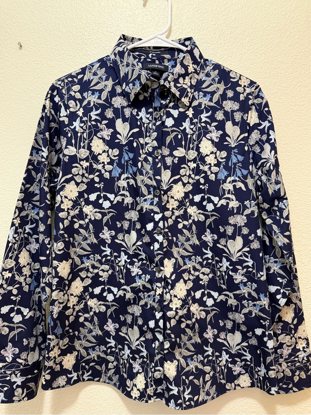 Lands' End Woman's Floral Button-Down Shirt, size 10